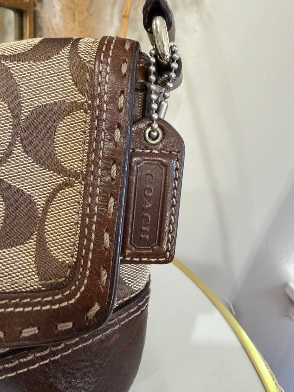 Coach Vintage Y2K Signature Brown Canvas & Leather Flap Turn-loch Shoulder Bag - Picture 10 of 14